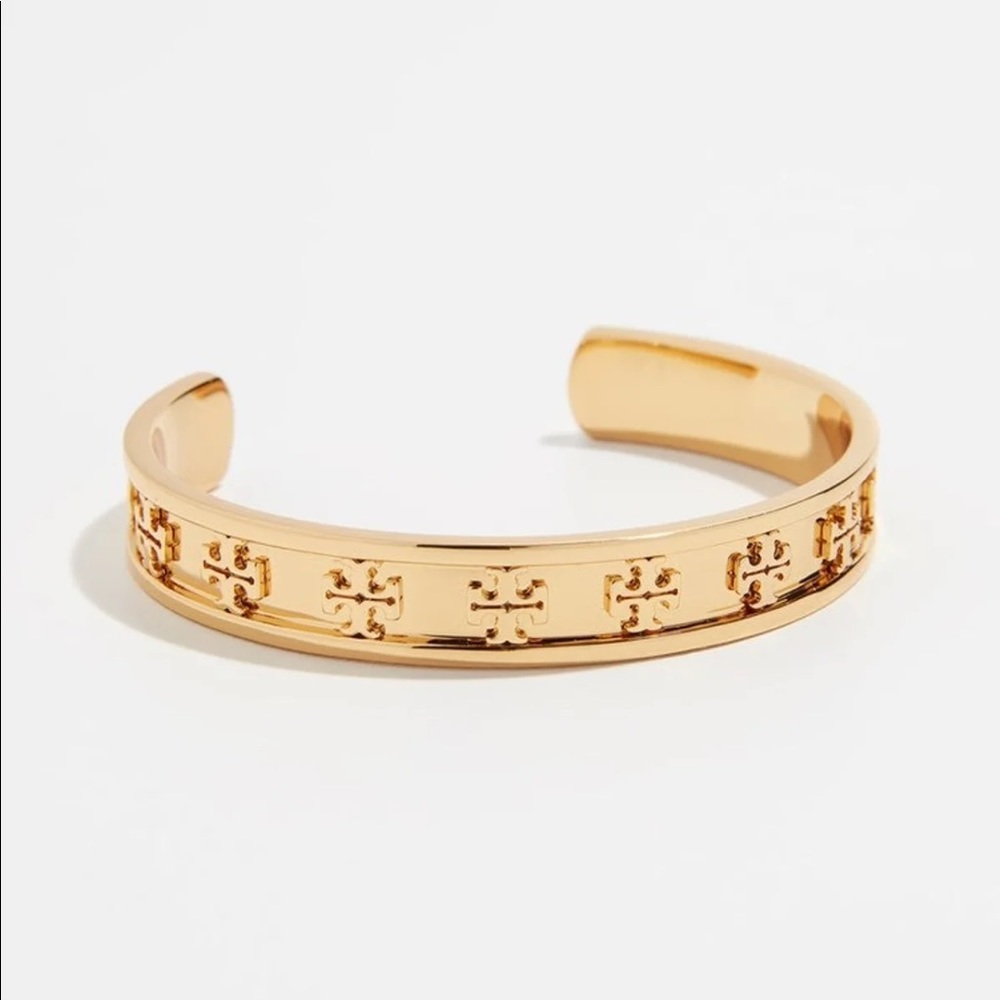 Tory Burch Gold Raised Logo Cuff Bracelet
